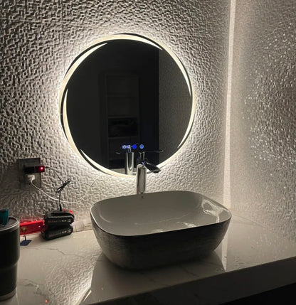Espejo led con ajuste de hora 60x60cm