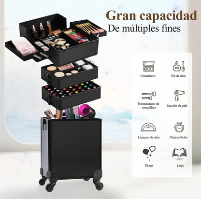 Neceser Cosmetiquera Profesional 4 Nivele Reforzada Aluminio