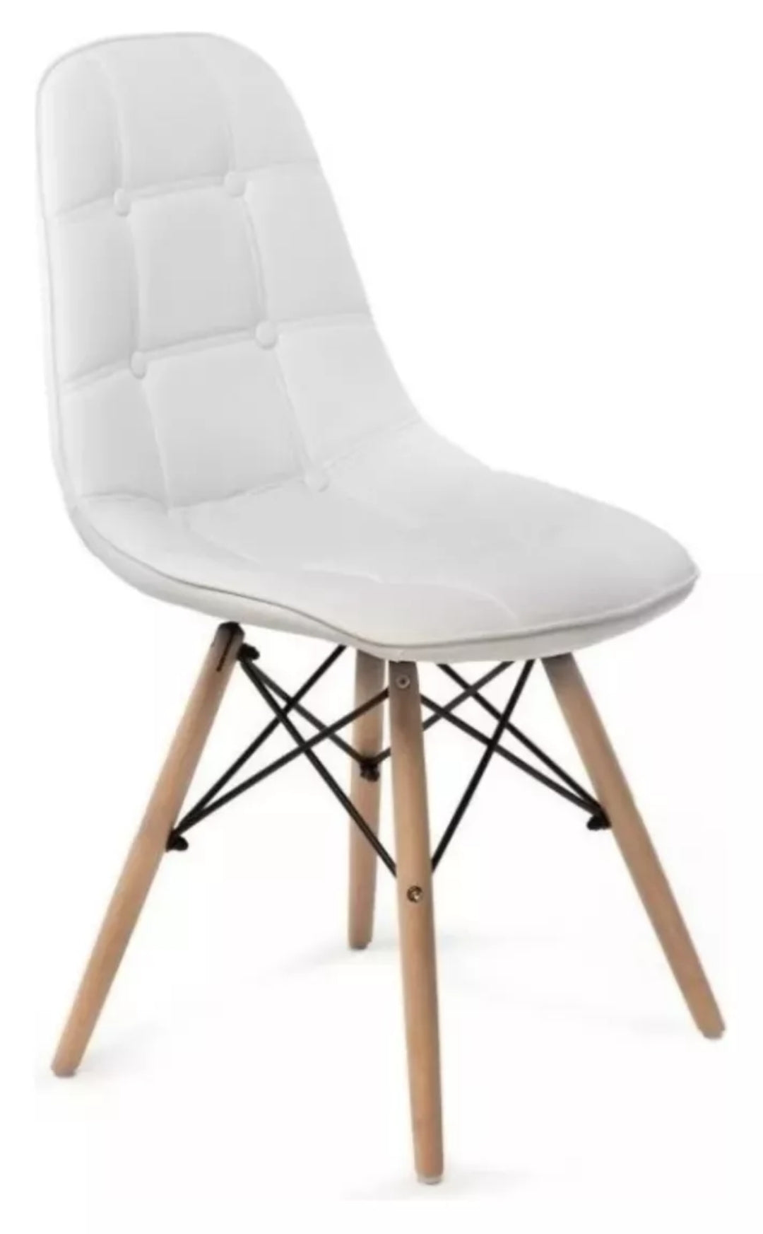 Set De 4 Sillas Estilo Eames De Botones Tapizadas En Vinipiel