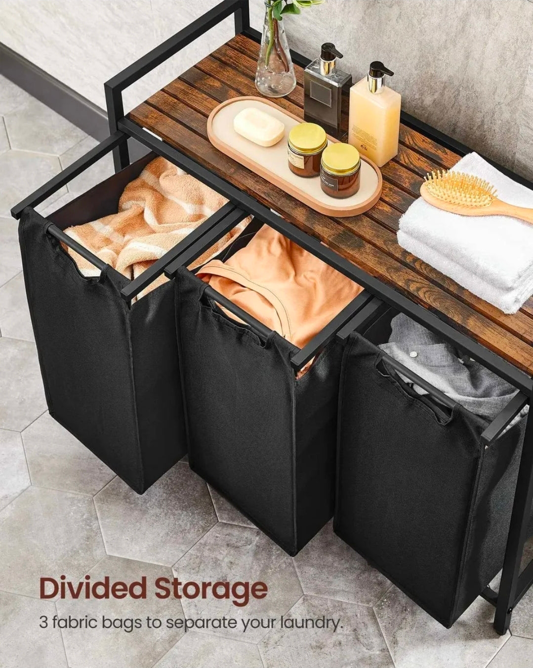 Cesto Para Ropa Sucia Con 3 Bolsas De Tela Oxford