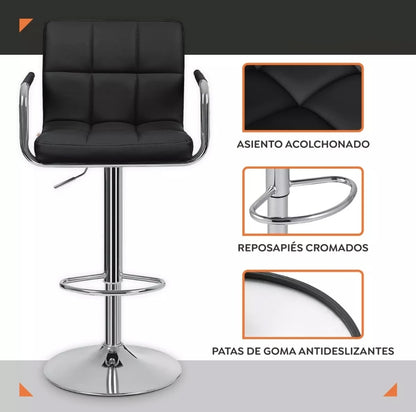 2 Bancos Altos para Barra con Apoyabrazos