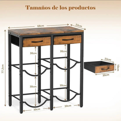 Porta Garrafón De 5 Galones Con Estante Metal Y 2 Cajones