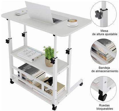 Mesa Para Computadora 60x40cm Altura Ajustable Con Ruedas