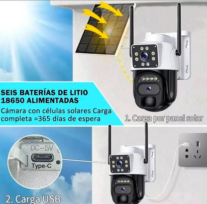 Cámara de Seguridad Solar Ankou 10MP Doble Lente 4K Visión Nocturna