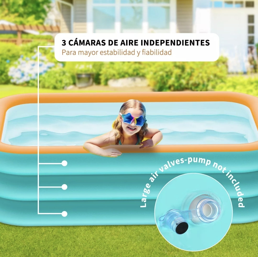 Alberca Inflable Rectangular Familia Piscinas 305*183*56cm