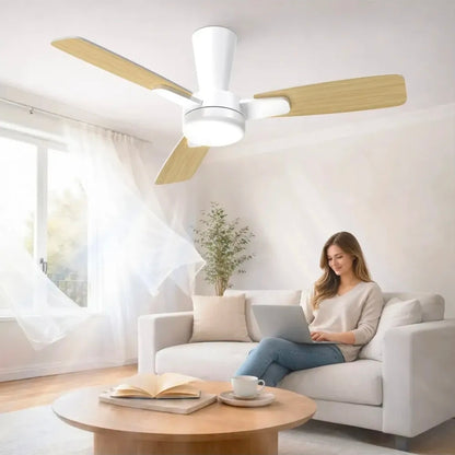 Ventilador De Techo 42" Aspas De Doble Acabado, 6 Velocidades, 3 Tonos De Luz