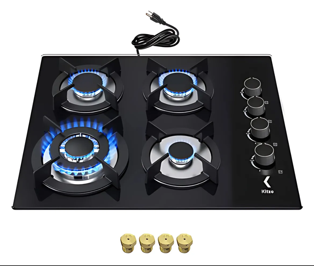 Parrilla 4 quemadores vidrio templado