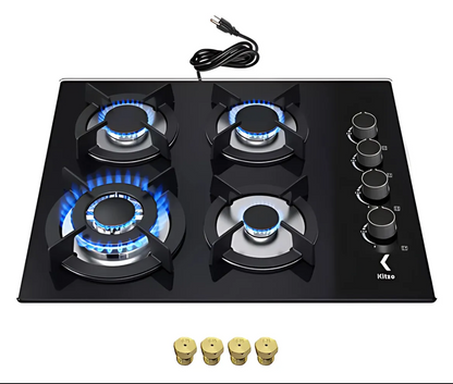 Parrilla 4 quemadores vidrio templado