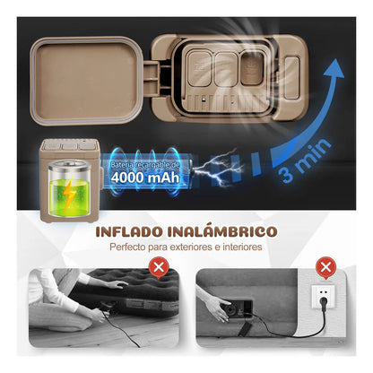 Colchón Inflable Queen Con Cabecero y Bomba Eléctrica