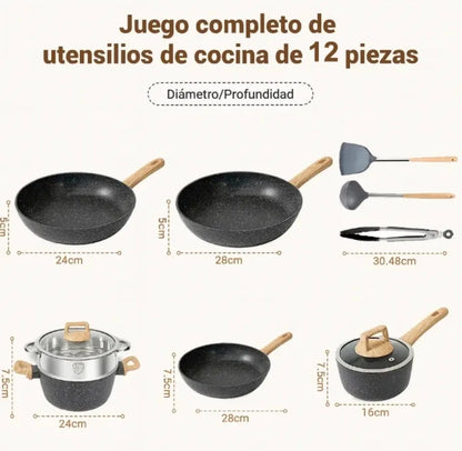 Batería de cocina antiadherente 12pz