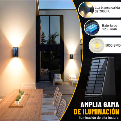 4 lámparas de pared Led solar luz cálida