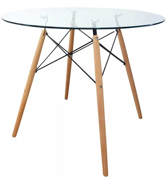 Mesa Eames Redonda con cristal