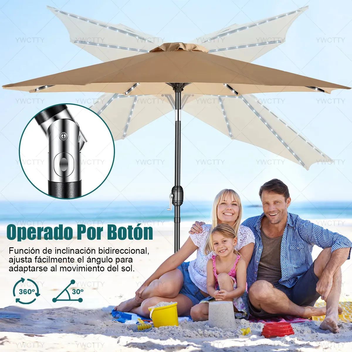 Sombrilla Para Jardin Y Playa 2.3m Exterior Plegable