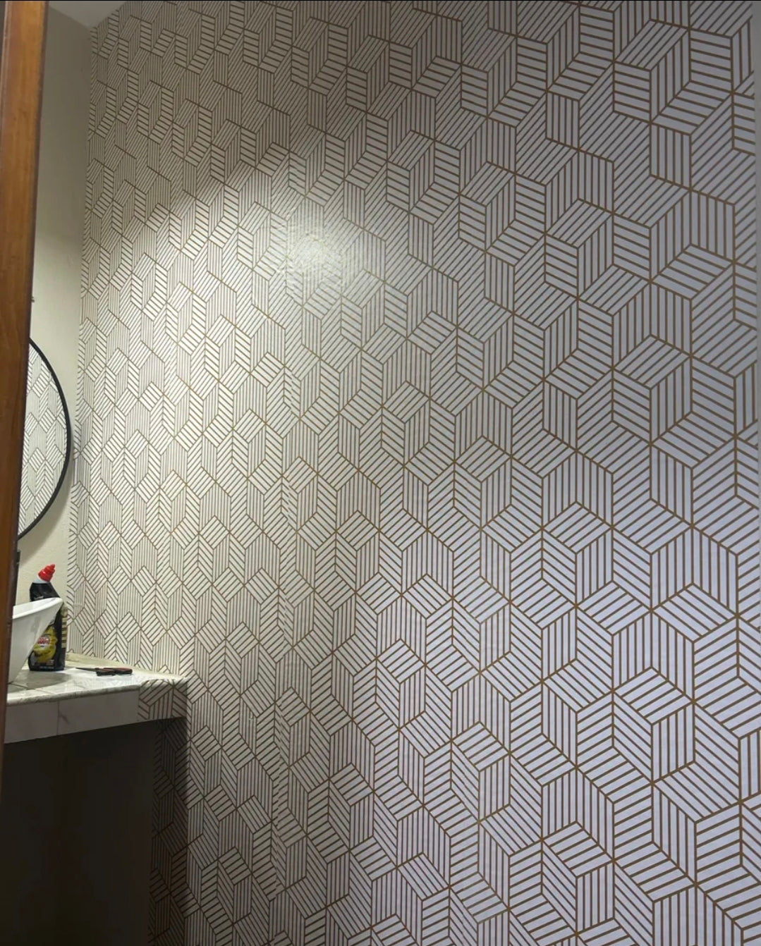 Papel tapiz para pared Oro Hexagonal Autoadhesivo