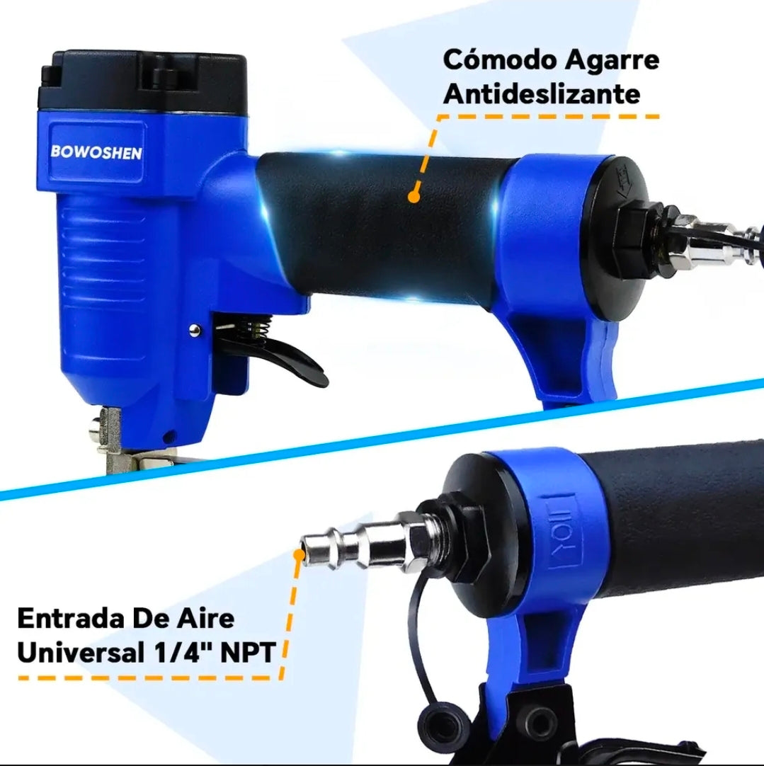 Engrapadora Neumática BOWOSHEN Industrial Profesional Con 1000 Grapas Calibre 22