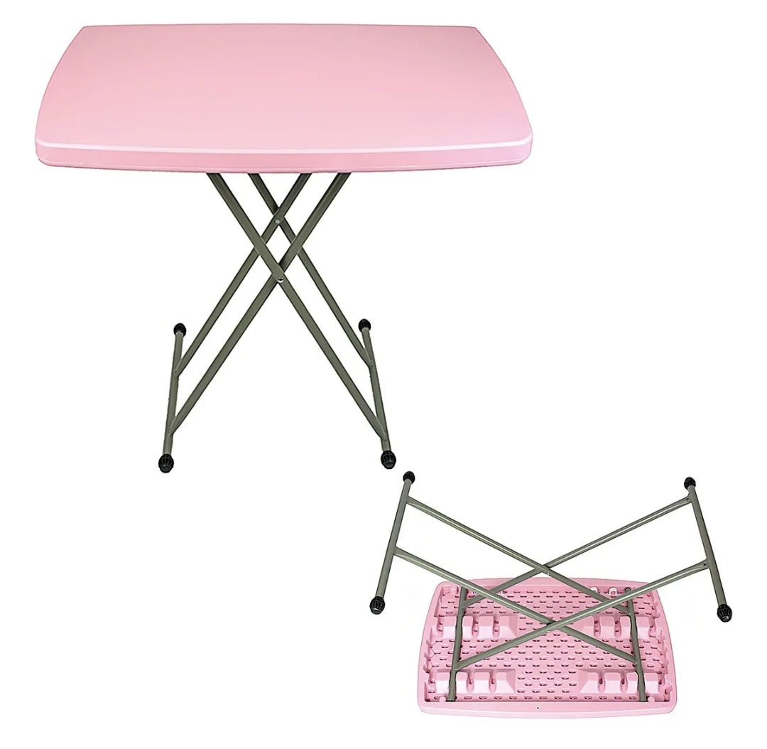 Mesa de exterior Plegable de plástico color rosa