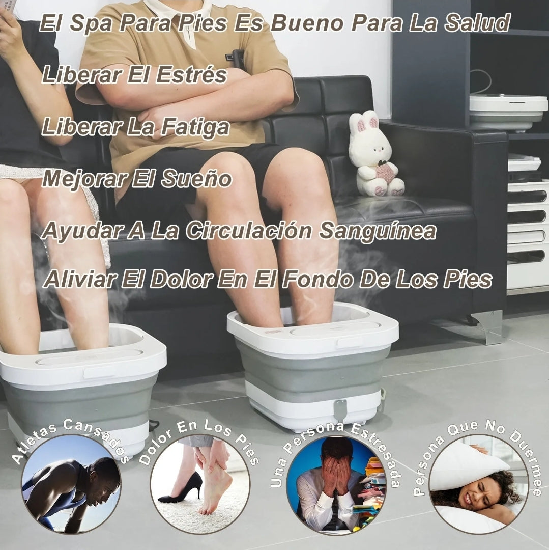 Tina spa eléctrica para pies plegable con burbujas y set pedicura
