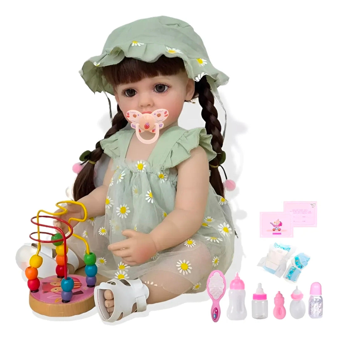 Bebé TIPO Reborn Silicona Pelo largo 55cm