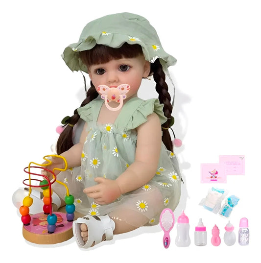 Bebé TIPO Reborn Silicona Pelo largo 55cm