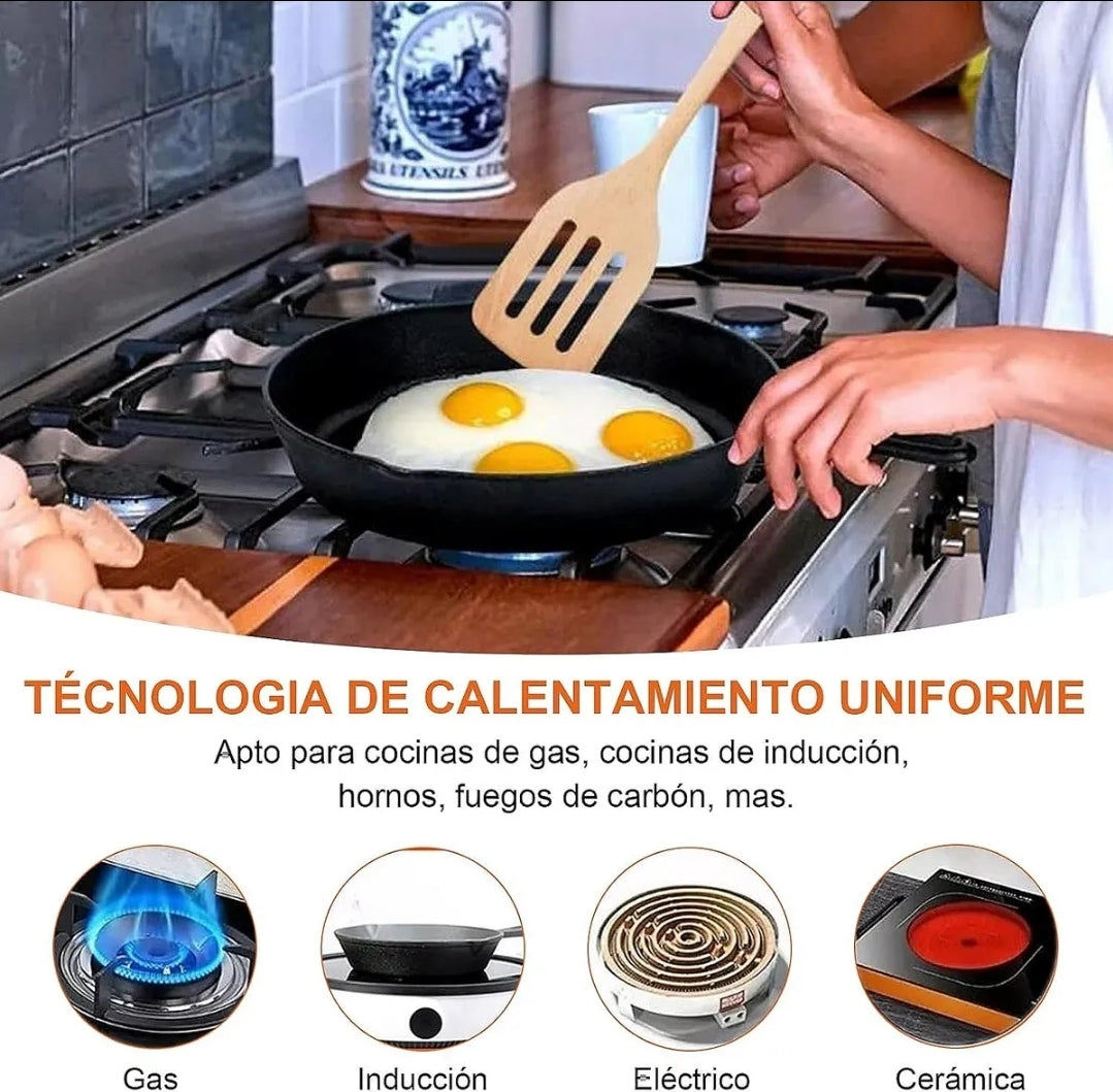 Sartén De Hierro Fundido Antiadherente 5 Piezas 10cm, 14cm, 16cm, 20cm, 26cm