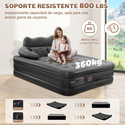 Colchón Inflable Queen Con Cabecero y Bomba Eléctrica