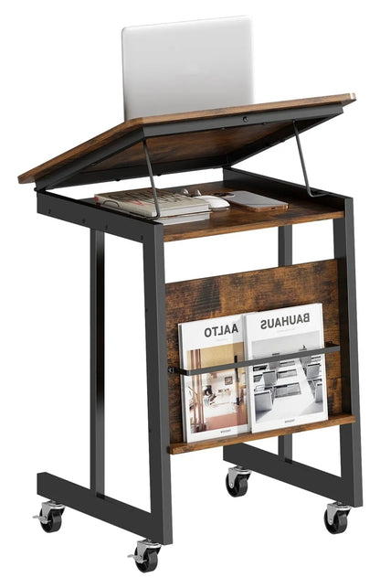 Mesa Escritorio Ajustable Con Ruedas color Marrón