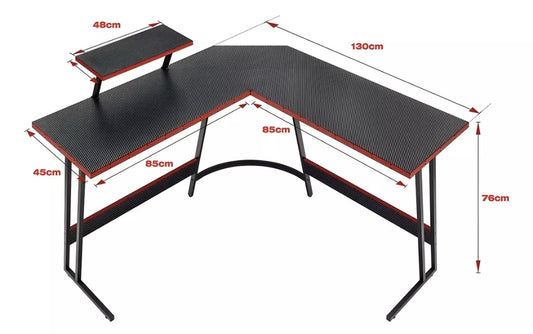 Escritorio Gamer Melamina Con Textura De Fibra De Carbono De 130cm X 76cm X 50cm X 130cm