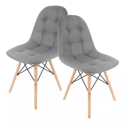 Set De 4 Sillas Estilo Eames De Botones Tapizadas En Vinipiel