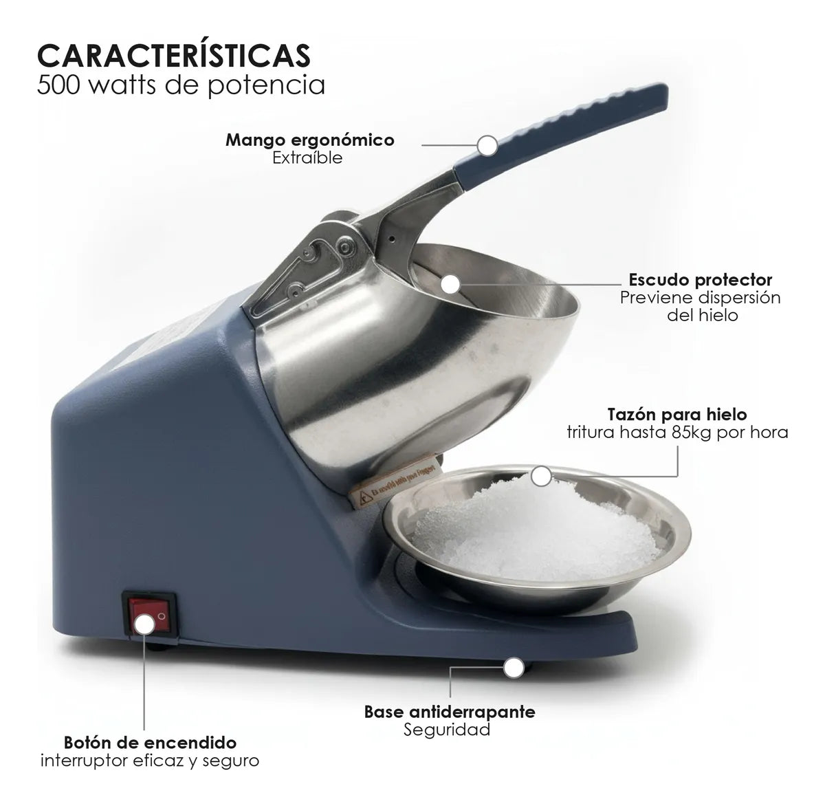 Maquina Trituradora De Hielo Para Raspados Electrica 500w
