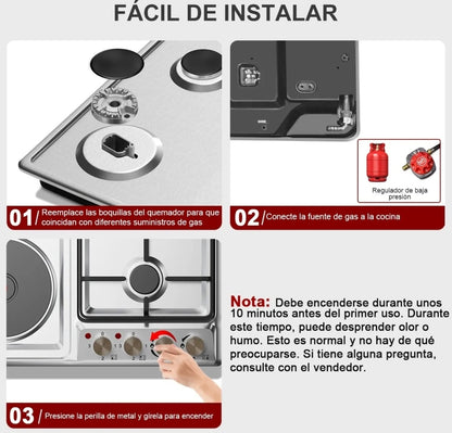 Parrilla 2 quenadores de gas y 2 discos eléctricos