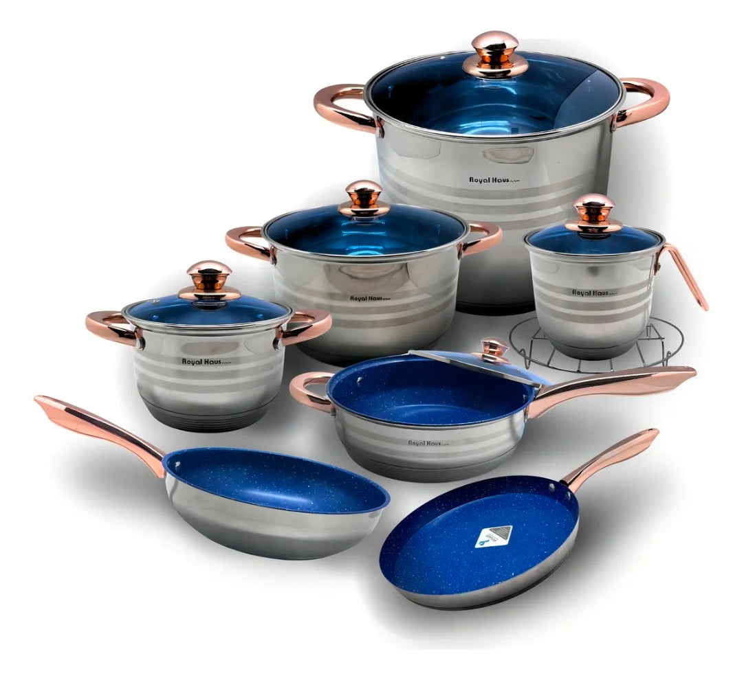 Batería Anabella Royal Haus De Cocina Acero Inoxidable 13 Pz Color Azul