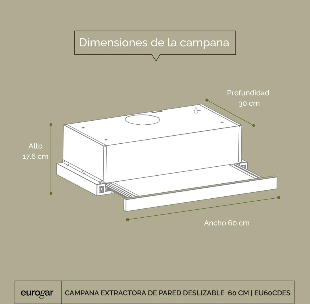 Campana de extracción frente deslizable 60cm