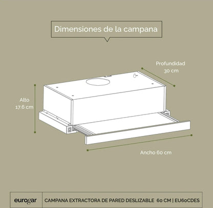 Campana de extracción frente deslizable 60cm