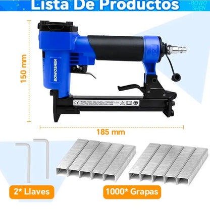 Engrapadora Neumática BOWOSHEN Industrial Profesional Con 1000 Grapas Calibre 22