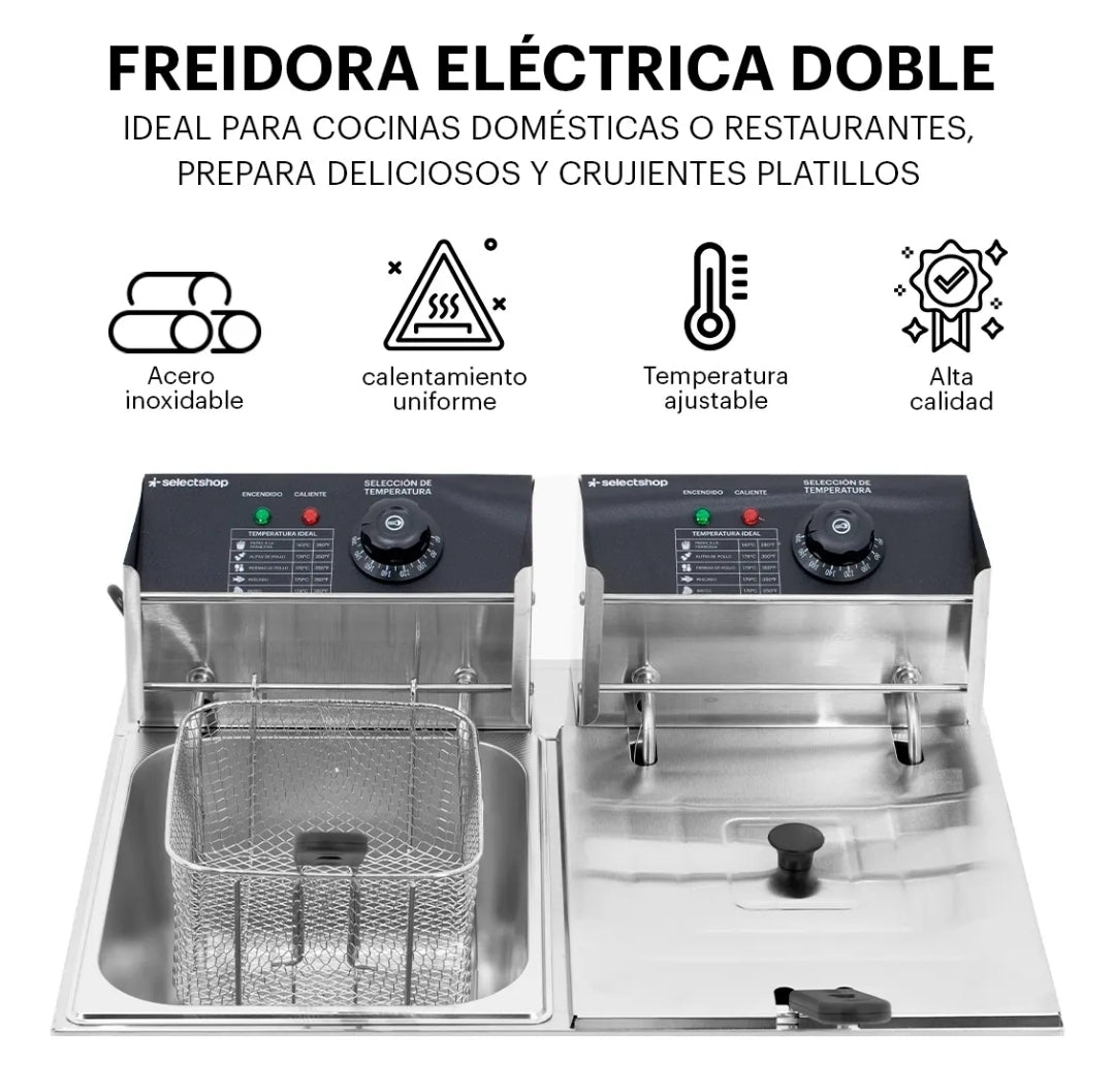 Freidora doble 12 L (2 tinas de 6L)
