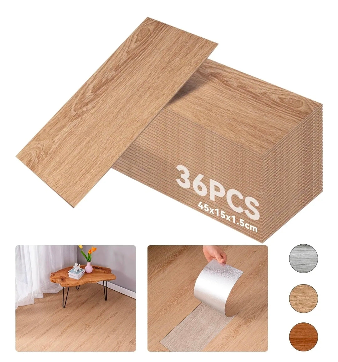 Duela vinilica 36 piezas de 45x15cm rendimiento 2.43m²