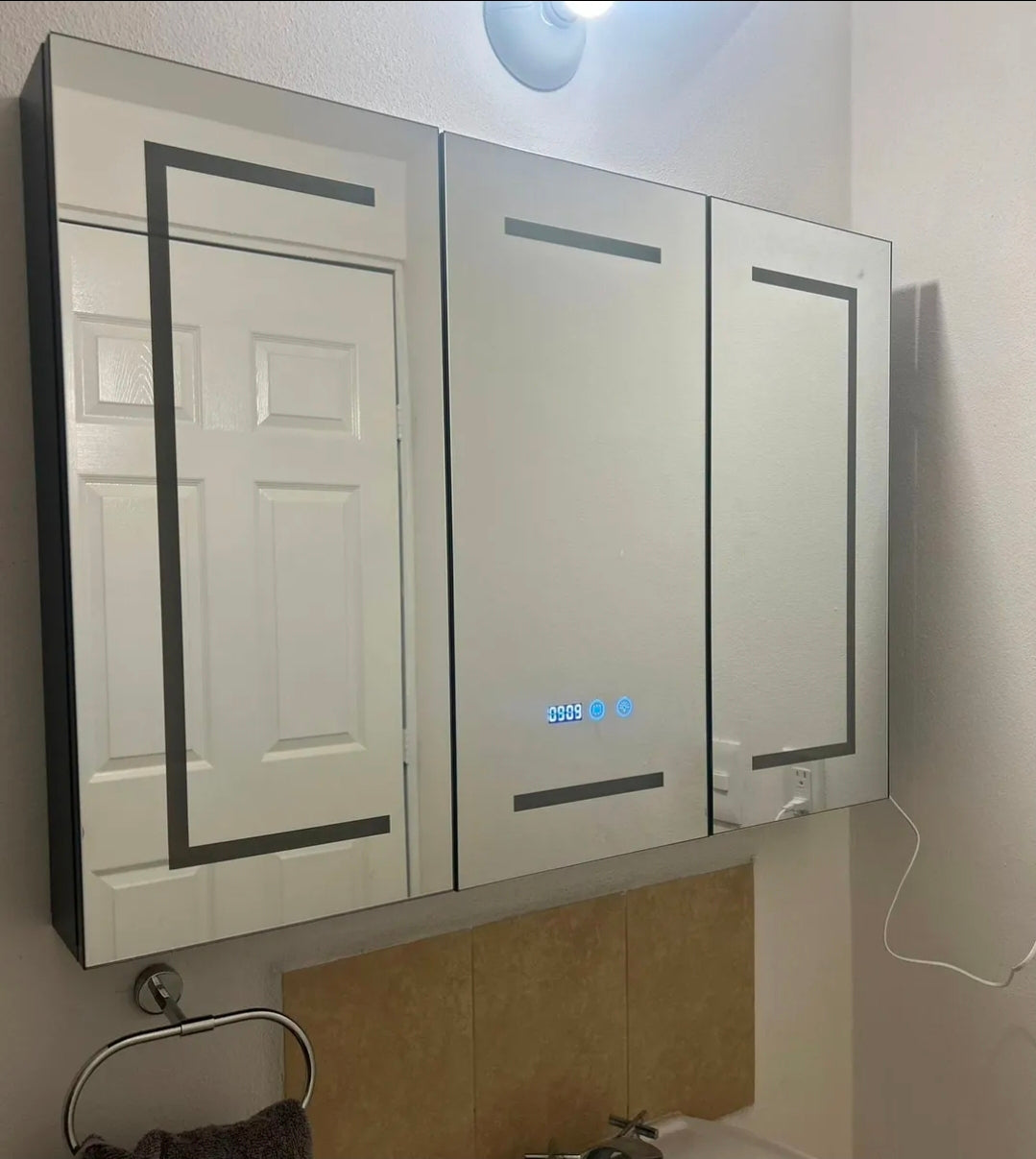 Mueble para baño con espejo led antivaho 90x65cm