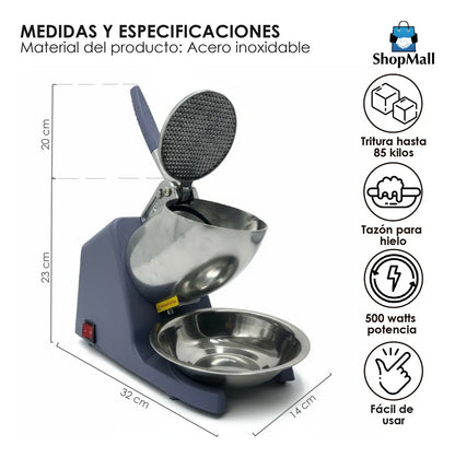 Maquina Trituradora De Hielo Para Raspados Electrica 500w