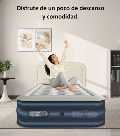 Colchón Inflable Individual Con Bomba Eléctrica De Enchufe Cama De Aire Portátil 195*100*40 cm