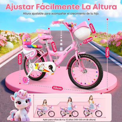 Bicicleta Infantil R16 rosa 4-12 Años Con Ruedas Auxiliares Rgb