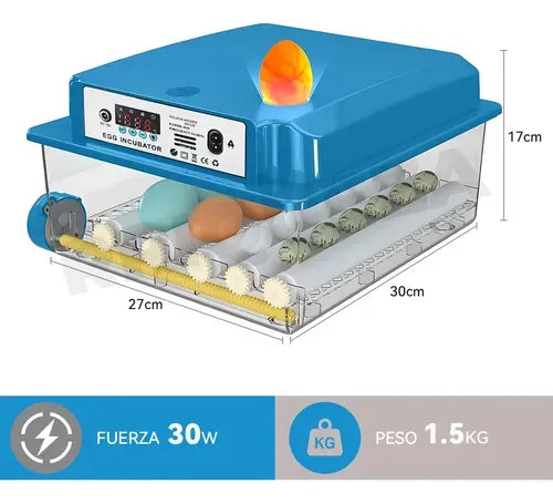 Incubadora Automática Inteligente Incubadora Avícola 16 Espacios 80w Azul