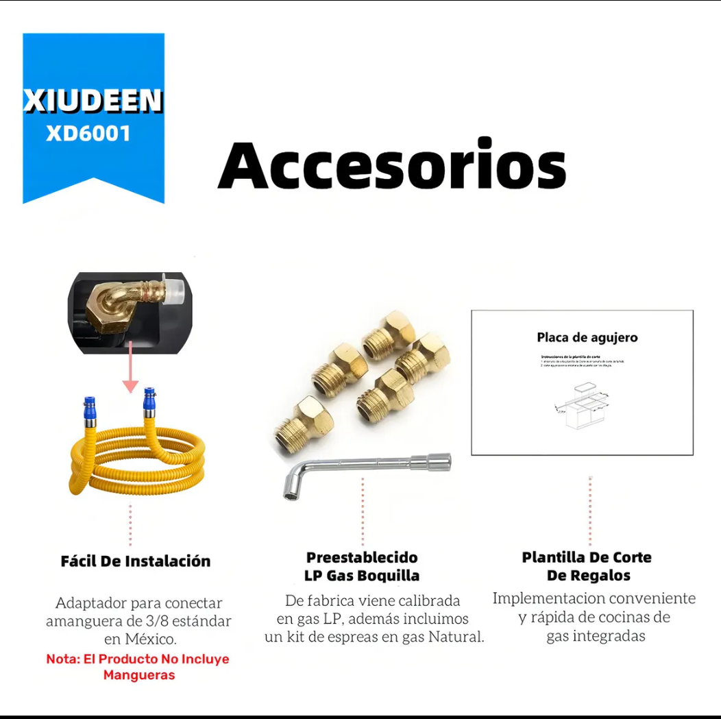 Parrilla XIUDEEN 6 quemadores acero inoxidable